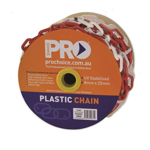 CHAIN PLASTIC SAFETY RED/WHITE 8MM X 1MT