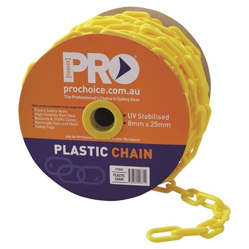 CHAIN PLASTIC SAFETY YELLOW 8MM PER 1MTR