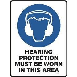 S 300 X 225 POLY HEARING PROTECTION MUST BE WORN