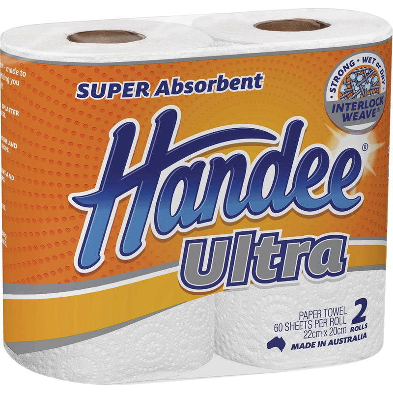 KITCHEN TOWEL HANDEE ULTRA 2PLY 60 SHEETS DOUBLE PACK CTN 6