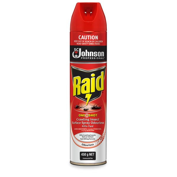RAID ONE SHOT CRAWLING INSECT KILLER ODOURLESS 450G CAN